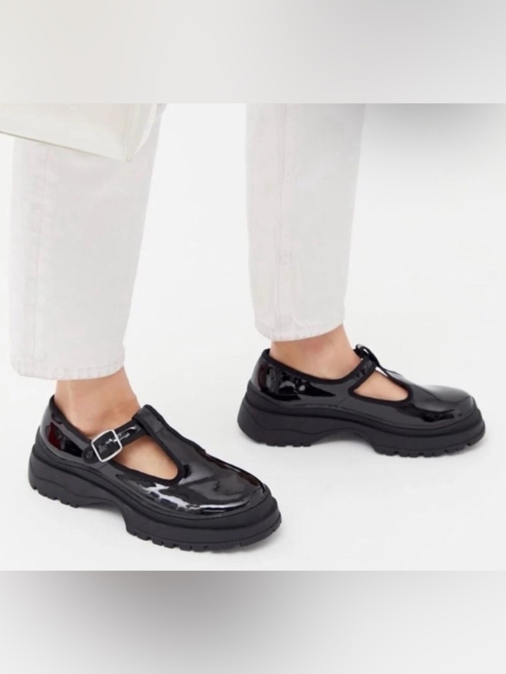 Urban Outfitters Black Patent Mary Jane Platform Shoes